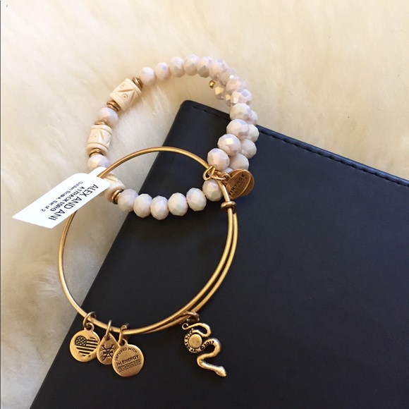 Alex and Ani Snake Beaded Expandable Wire Bangles - Picture 3 of 6